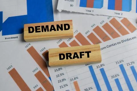 Concept of text demand draft on wooden blocks. Stock Photos
