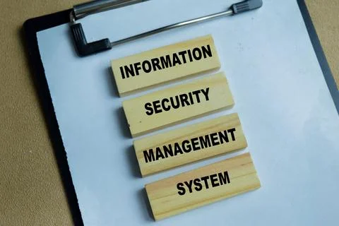 Concept of text ISMS - Information Security management System Stock Photos
