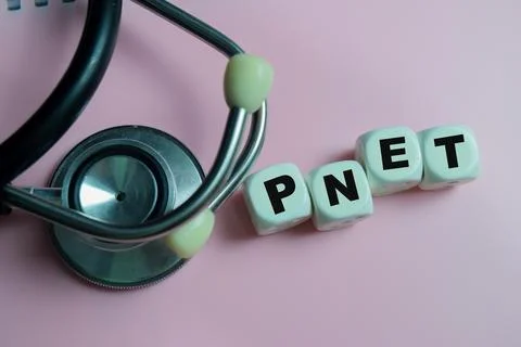 Concept of text PNET - Primitive Neuroectodermal Tumor on wooden blocks. Stock Photos