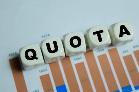 Concept of text quota bar chart on wooden blocks. Stock Photos
