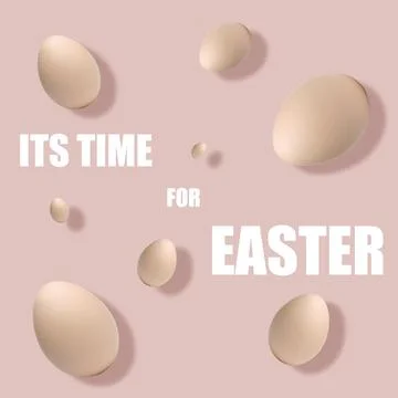 Concept on the theme of Easter 2022, a lot of eggs fly, a pattern on a pink 스톡 사진