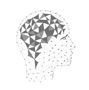 Concept of thinking human, visualization of process of thinking. Silhouette o Stock Illustration