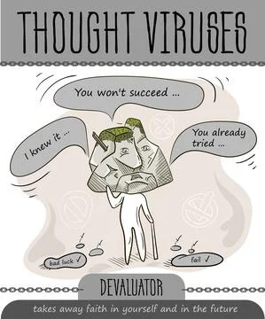 Concept of thoughts of viruses Devaluator Stock Illustration
