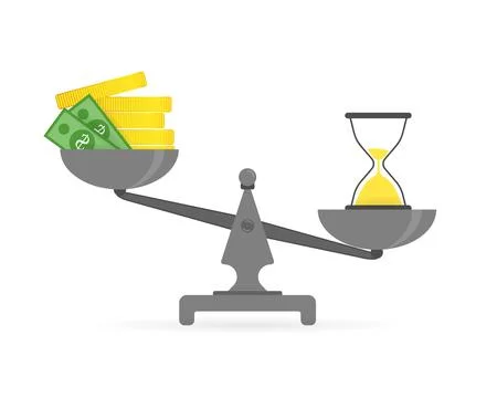 Concept of time and money. Time is more valuable than money. Time is money on Illustrazione stock