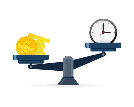 Concept of time and money. Time is more valuable than money. Time is money on Illustrazione stock
