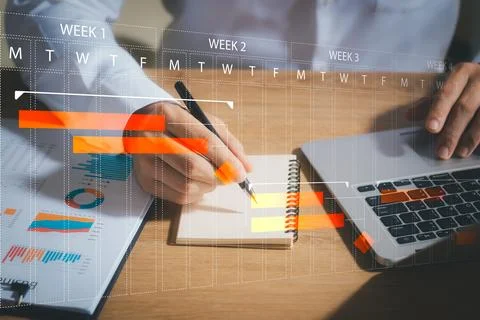 Concept of time management and human resources Effectively, male businessma.. Stock Photos