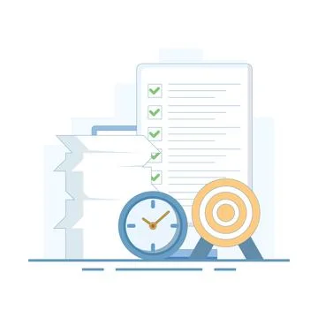 Concept of time management, targets and work tasks. Stock Illustration