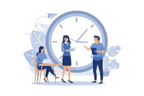 The concept of time management.Concept of saving time and scheduling tasks fl Stock Illustration