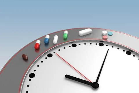 Concept time to take pills Stock Illustration