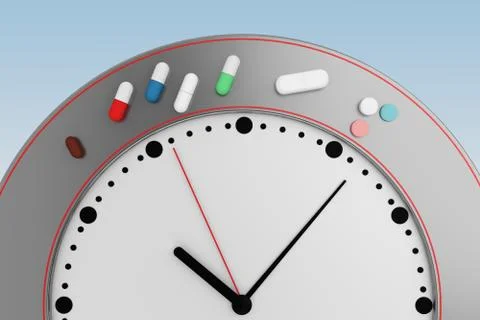 Concept time to take pills Stock Illustration
