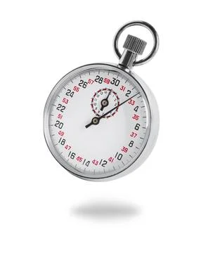 Concept of time. Vintage timer in air on white background Foto stock