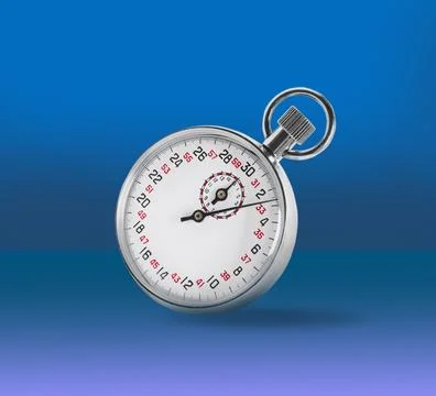 Concept of time. Vintage timer in air on gradient color background Stock Photos