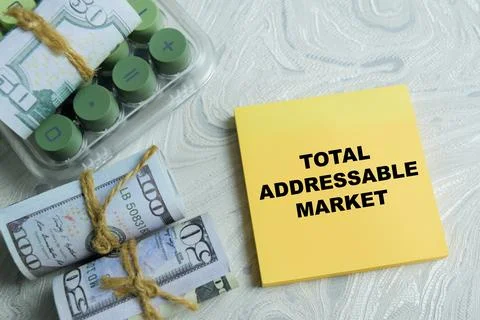 Concept of total addressable market write on sticky notes Stock Photos