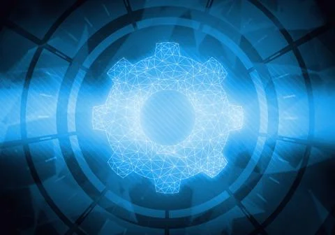 Concept touch screen circle interface with gear icon Stock Illustration