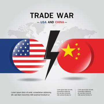 Concept of trade war between USA and China Flag Vector. Stock Illustration