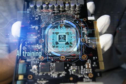 The concept of training AI to work efficiently, using commands and controll.. Stock Photos