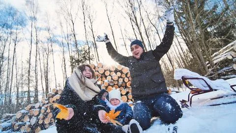 Concept of the transition from fall to winter with the help of an autumn leaf. A Stock Photos