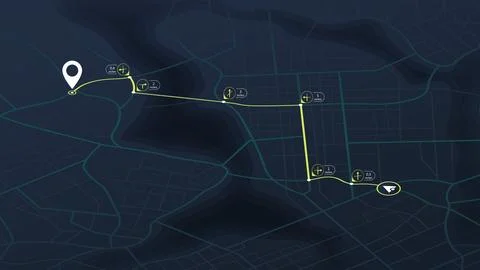 Concept of travel by dynamically adjusting route based on traffic conditions and Stock-Illustration