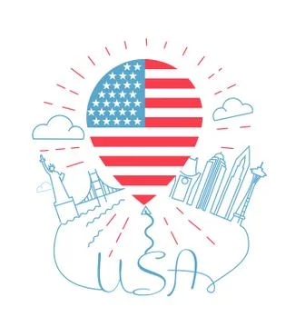Concept of traveling to USA Stock Illustration