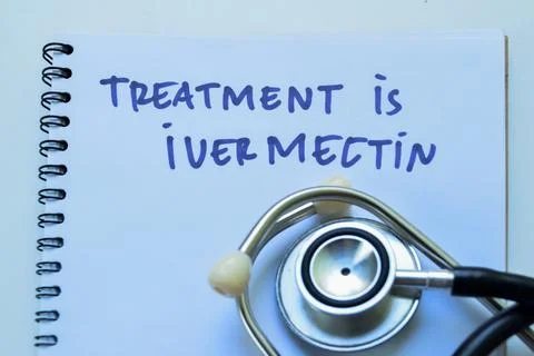 Concept of Treatment is Ivermection write on book with stethoscope Foto stock