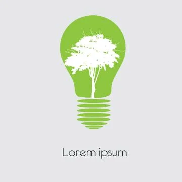 Concept  tree in light bulb symbol of renewable energy Stock Illustration