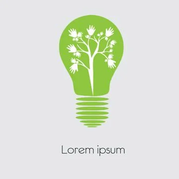 Concept  tree in light bulb symbol of renewable energy Stock Illustration