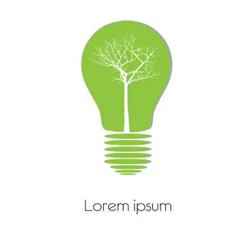 Concept  tree in light bulb symbol of renewable energy Illustrazione stock
