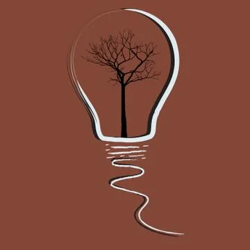 Concept tree in light bulb symbol of renewable energy Stock Illustration