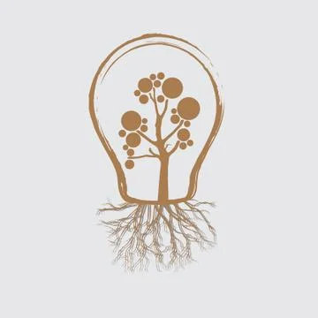 Concept tree in light bulb symbol of renewable energy 스톡 일러스트