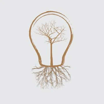 Concept tree in light bulb symbol of renewable energy Stock Illustration