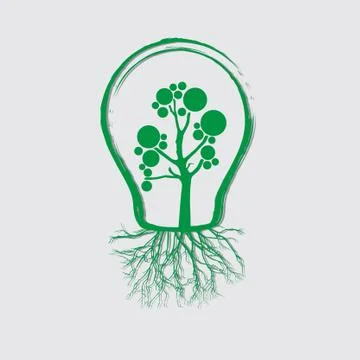 Concept tree in light bulb symbol of renewable energy Stock Illustration