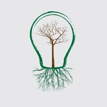 Concept tree in light bulb symbol of renewable energy Stock Illustration