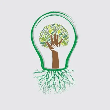 Concept tree in light bulb symbol of renewable energy Stock Illustration