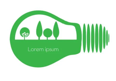 Concept tree in light bulb symbol of renewable energy Stock Illustration