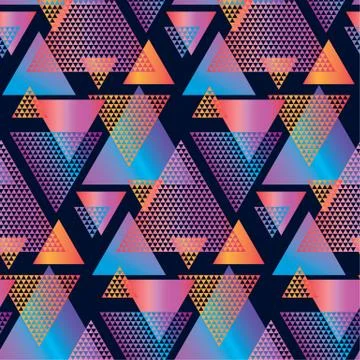 Concept triangle geometric seamless pattern on black background. Stockillustratie