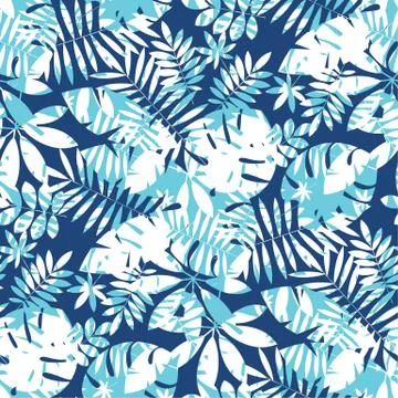 Concept tropical leaves seamless pattern. 库存插图