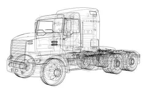 Concept truck. Vector rendering of 3d 스톡 일러스트