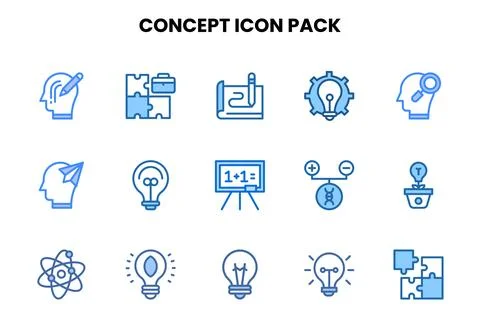 Concept Two Colour Collection Icons Pack Illustrazione stock