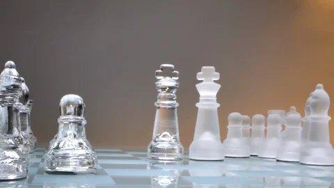 The concept of two countries, glass chess, two kings stand against each other Stock Footage 126960280