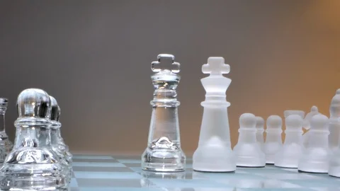 The concept of two countries, glass chess, two kings stand against each other Video stock 126961248