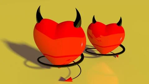 Concept of two devil hearts Stock Illustration