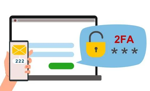 The concept of two-factor authentication security. Notification of login Stock Illustration