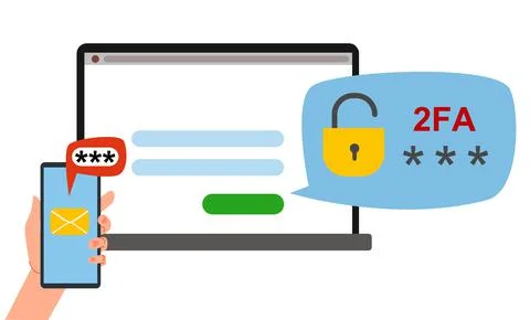 The concept of two-factor authentication security. Notification of login Illustrazione stock