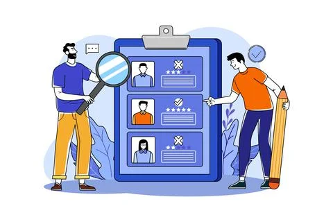 Concept two guys are choosing a candidate Illustrazione stock
