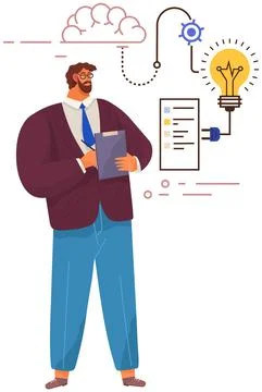 Concept of type of mental thinking businessman with logical and mathematical Stockillustratie