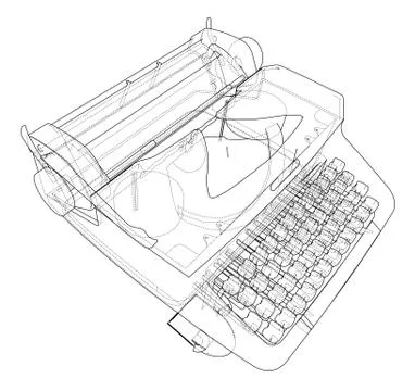 Concept of typewriter. Vector Ilustração Stock