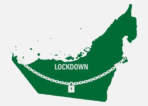 Concept of UAE lockdown due to coronavirus. Coronavirus Abu Dhabi Emirate map Stock Illustration