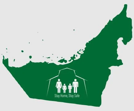 Concept of UAE lockdown due to coronavirus. Coronavirus Abu Dhabi Emirate map Illustrazione stock