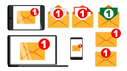 Concept Unread Email Message Notify Set Vector Illustrazione stock