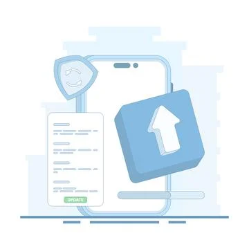 Concept of update process. update to latest version. system update. Illustrazione stock
